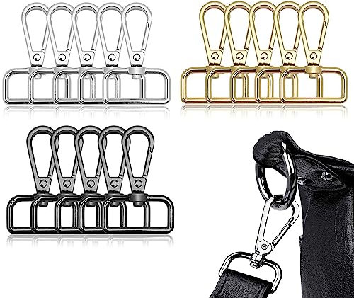 15 Stücke Schlüsselanhänger Haken mit D Ring, Metall Karabiner, Schlüsselring Verschluss, Drehbare Schlüsselringe, Drehbarer Karabiner Karabinerhaken für Schmuck, Handtaschen, Nähprojekte und DIY