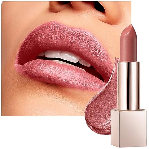 BEAUTY SEARCHER Rossetto, balsamo labbra con finitura metallica lucida idratante rosso velluto nudo a lunga durata Trucco stick labbra di lusso # 05 miele pesca corallo