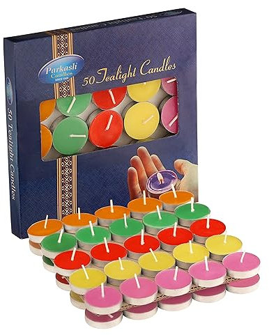 PROSPERRO LUMO by Parkash Candles Lot de 50 bougies chauffe-plat multicolores non parfumées