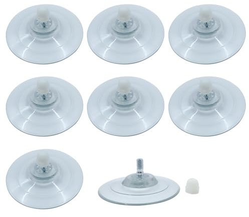 ONEBO 8 Piezas Ventosa con M8 rosca,Ventosas de Plástico Transparente,Ventosas Redondas de plástico,para baño, Ventana de automóvil, Campin(18 x 85mm)