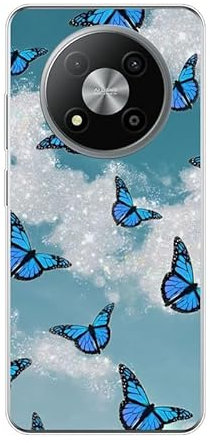 KARTXITAI Hülle Kompatibel mit ZTE Blade A73 5G, Stoßfeste Schutzhülle mit Weiche Silikon Bumper Case Handyhülle Anti-Kratzt Transparent Rückseite - Blauer Schmetterling