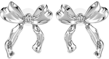Schleifen Ohrringe für Damen, Silber Modisch Bogen Ohrstecker Ohrringe, Hypoallergen Leichte Schleifen Schmuck für Frauen