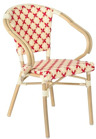 Oviala Terrassenstuhl Aluminium und Polyrattan rot