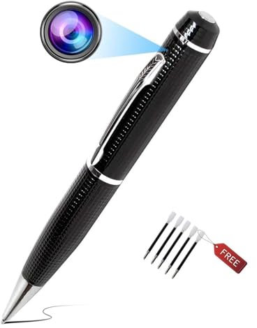HopeGem Mini Portátil HD 1080P Cámara Oculta - Pequeño USB Bolígrafo Spy Camera Adecuado para Evidencia Legals/Reporteros/Adquisición De Sonido, Etc (Bolígrafo de Plata)