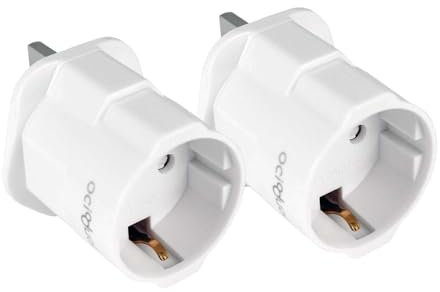 OcioDual 2x Adattatore UK Ita, Adattatore Presa UK, Spina Inglese, Regno Unito all'UE, Adattatori Prese Inglesi, Spina da Viaggio, Convertitore da 2-pin a 3-pin, Presa UK Italiana, Bianco