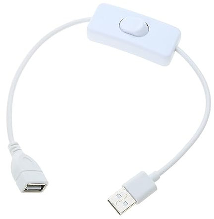 Yjcnelcr Cable USB de línea de conmutación USB con línea de interruptor de encendido/apagado de 30 cm, cable adaptador USB negro/blanco