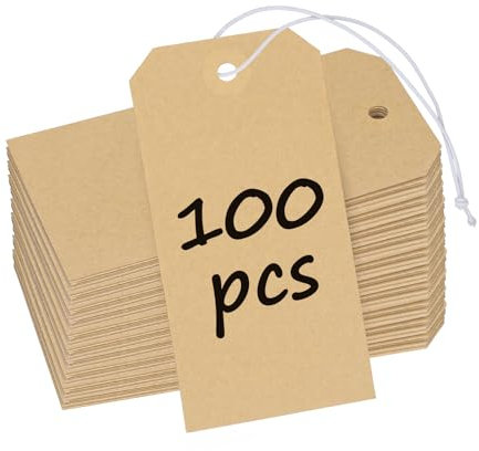 Uniclife 100 Pcs Kraft Tags Blanko Versand Tags 12 cm Kraft hängende Papier Tags große Kennzeichnung Tags beschreibbar Preis Tags Geschenk Tags Inventar Label Tags für verschiedene Anlässe