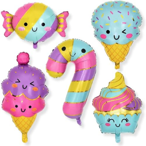 DIWULI Süßigkeiten Ballon-Set - Eis Cupcake Geburtstag Deko