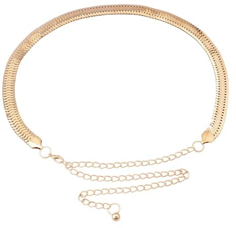 Onperpoe Women Gold Chain Belt Alloy Link Belt Chain Dresses Waist Chain Belt Adjustable Waistband Chain Belts Classic Skinny Belts for Jeans Pants Dress Metal Thin Waist Belts Cinch with Buckle