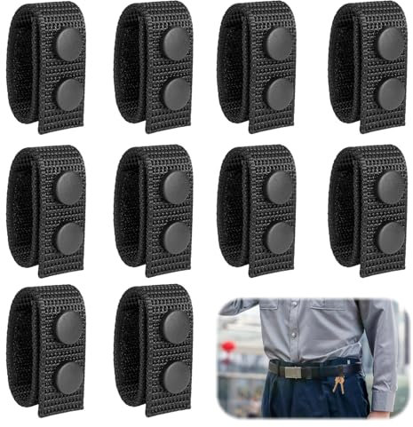 MUYAPAY 10 Stück Gürtelschlaufe, Belt Keeper, Duty Belt Keeper Polizei Gürtelhalter, Gürtelhalter Mit Doppelten Druckknöpfen Gürtelschlaufen, Taktische Gürtel Zubehör, für Outdoor Sport