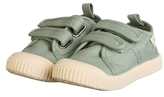 Sterntaler Sneaker tinta unita – Scarpe sportive per bambini in tela – Scarpe estive per bambini con suola antiscivolo – Scarpe unisex con chiusura in velcro, Verde pietra, 25 EU
