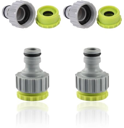 YYUEZHI 4 Piezas Adaptador Grifo Cocina Manguera Enchufe Rapido Manguera Agua Adaptador Manguera Grifo Adaptador Manguera Piscina 1/2'' 3/4'' 2 En 1 para Conectar Grifos/Tuberías De Agua.