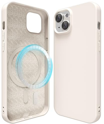 oakxco Silicone Case for iPhone 13 Mini/ 12 Mini Compatible with Magsafe Magnetic Wireless Charging, Slim Thin Soft Rubber Gel with Magnet, Matte TPU Mag Cover for Women Men, Beige Stone Cream
