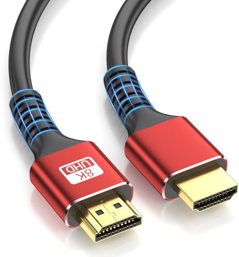 looyotul 8k Cable HDMI 3m 2 piezas de Ultra Alta Velocidad Hdmi 2.1 Cable 4K@120Hz 8K@60Hz Conector dorado 48gbps,línea HDMI 3D eARC,Para Computadoras,Proyector,Monitoreo,HDTV,Xbox,PS4/PS5(Rojo)