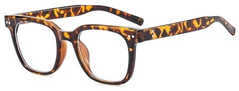 LJCZKA Quadratisch Blaulichtfilter Brille Ohne Stärke für Damen Herren, Eckig Rahmen Blaulichtbrille Computerbrille Anti Müdigkeit Für Gaming Handy (Leopard)