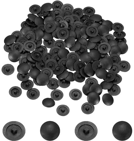 sourcing map Screw Caps, 158Pcs 12mm - Plastic Self-Tapping Screw Cap Covers, Decorative Cover Hole Plug for Diameter 7-8mm Flat Phillips Screw (Black)