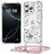 Ciciber Ttusy Handykette Hülle für iPhone 15 Pro Max mit Band, Transparente Blumen Handyhülle [Kompatibel mit Magsafe] mit Kordel zum Umhängen Necklace Hülle für iPhone 15 Pro Max - Roségold