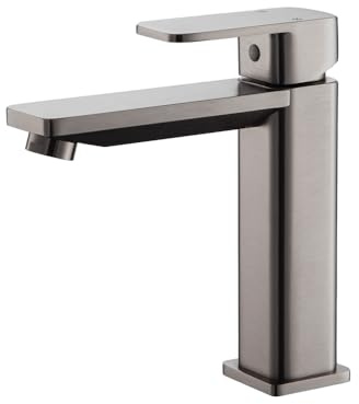 INEX EUROPA Grifo Lavamanos Negro Gris Titanio con Acabado Pulido - Grifo de Baño de Metal de Alta Resistencia - Grifo Moderno Fácil de Instalar con Flujo de Agua Preciso – 10 Años de GARANTÍA
