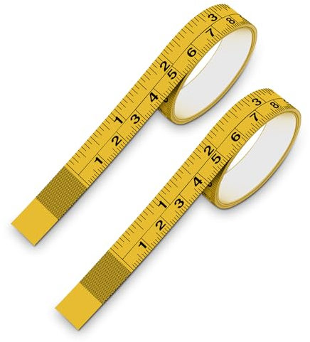 2 Stück selbstklebendes Maßband aus Stahl,Verschleißfestes Skalenbandmaß,1 Meter Stahllineal mit imperialer und metrischer Skala,geeignet für die Holzbearbeitung und das technische Zeichnen,gelb