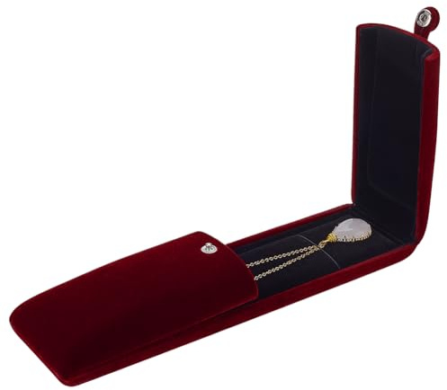 FINGERINSPIRE Caja de terciopelo rojo oscuro para joyas, caja de almacenamiento de collares, vitrina de terciopelo para collares, cajas de regalo para colgantes, cajas de almacenamiento de cadena
