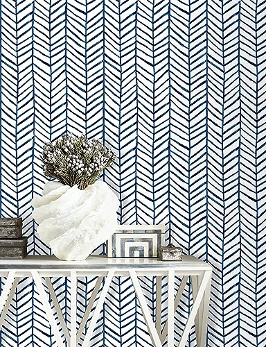 ICYEHAO Tapete Blau Streifen,44.5 x 1000cm Selbstklebende Tapete Blau Weiß Tapete Geometrische Streifen Klebefolie Möbel Vintage Möbelfolie Selbstklebend für Badezimmer Wohnzimmer Schlafzimmer Küche