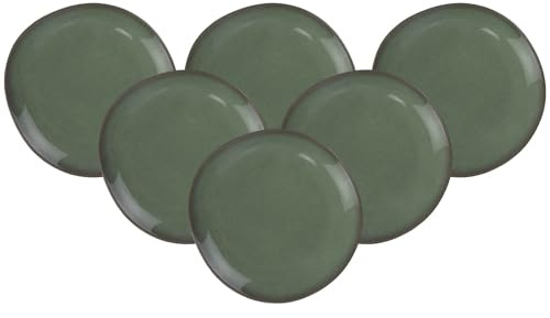 like. by Villeroy & Boch - Lave Vert Frühstücksteller 6er Set, 23 cm, Runde Dessertteller mit einzigartiger Glasur, Skandinavisches Design, Steingut, Grün