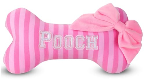 Chomp Haus Pooch Bone – Luxurious Plush Dog Toy with Squeaker, Premium Fabric, Embroidered Details, Designer-Inspired Chew Toy, Fun Gift for Dogs Dog Lovers