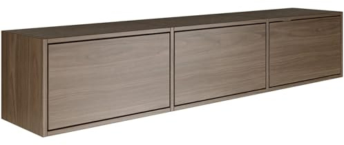 Selsey TV Lowboard - Farbe Wisconsin-Walnuss Moderne Fernseher Kommode 150 x 30 x 30 cm (BxTxH) TV Unterschrank für Wohnzimmer Schrank mit Klappen Push to Open Lowboard Hängend TV Cabinet Wandmontage