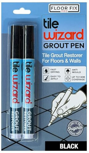 Tile Wizard Grout Pen - Tile Grout Paint Marker (Black, 2 Pack)