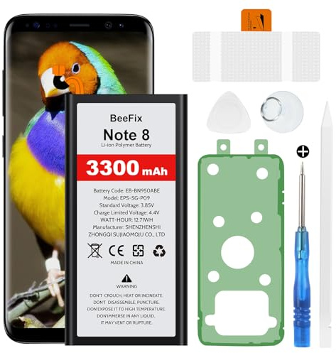 Beefix Akku für Samsung Galaxy Note 8 | 3300mAh hohe Kapazität, intelligenter Chip für längere Laufzeit, Sicherheit, Profi-Werkzeugset inkl.