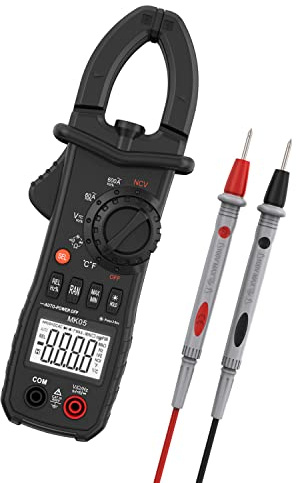 Meterk Digitales Zangenmessgerät, 6000 Zählungen, Echteffektiv-Wechselstrom-Multimeter für Wechselstrom, Gleichspannung, Widerstand, Kapazität, Frequenz, Temperatur und