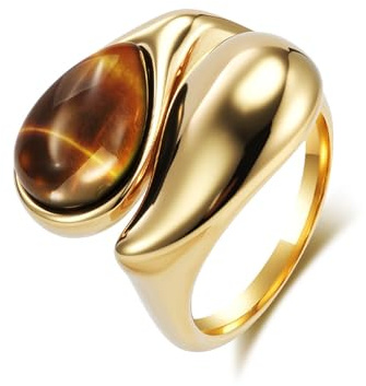 Ayoiow Edelstahl Gold Ringe für Damen, Verdrehtes Design Damen Edelstahl Ring Kein Edelstein Größe 49 (15.6) - 62 (19.7)
