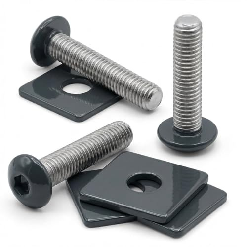 PB Schrauben® 10x Schraube und Klemmplättchen für Doppelstabmattenzaun Befestigung Edelstahl A2 I Zaunbauschraube - Rostfrei - Coated in Germany I RAL 7016 (Anthrazit)