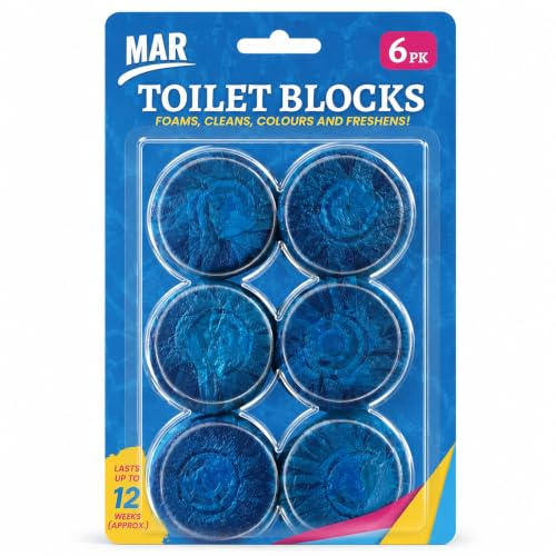 MAR Toilet Cistern Blocks 6 Pack – Blue Toilet Blocks, Cleans & Freshens