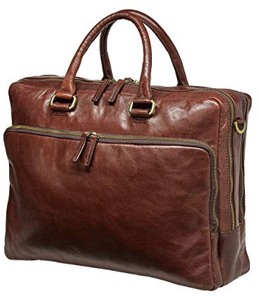 Leonhard Heyden Cambridge Zipped Briefcase 2 Compartments L Red Brown