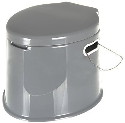 Crystals 6L Large Lightweight Grey Portable Compact Travel Camping Toilet with Washable Basket and Toilet Roll Holder, Grey