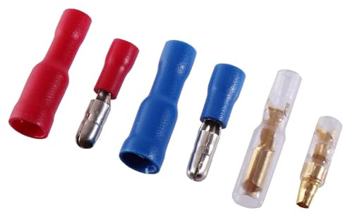 50x Rundstecker SET Rundhülse Rundsteckhülsen 3,5mm 4mm 0,5-2,5mm² Kabelschuh (Rot)
