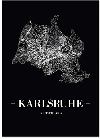 JUNIWORDS Stadtposter - Wähle Deine Stadt - Karlsruhe - 30 x 40 cm Poster - Schrift A - Schwarz
