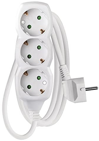 EMOS - 3-fach Steckdosenleiste 1,5m - 3 Schuko-Steckdosen 45° gedreht - 250 V, 16 A, 3680 W - hochwertige PVC-Isolierung - H05VV-F3G 1,5 mm2 - erhöhter Berührungsschutz - IP20 für Innen - weiß