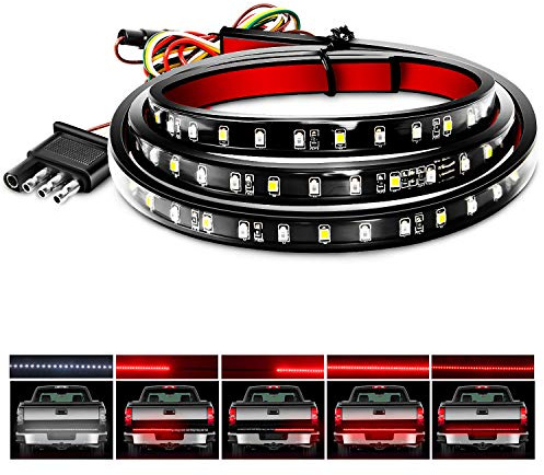 Nilight 48”/49” LED Tailgate Light Strip 90 LED Red/White for Running Light Brake / Turn Signal / Reverse Light,2 Years Warranty