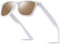 Hatstar Unisex Nerd Herren Sonnenbrille Verspiegelt | Retro Damen Sunglasses | UV400 CAT 3 CE | mit Federscharnier | incl. Gratis Brillen Putztuch (Weiss (Gläser: Braun))