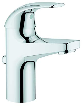 GROHE Robinet lavabo de salle de bains Start Curve, taille S, mitigeur monocommande avec tirette de vidage, mousseur à économique d'eau, installation facile, chromé, 23805000 (Import Allemagne)