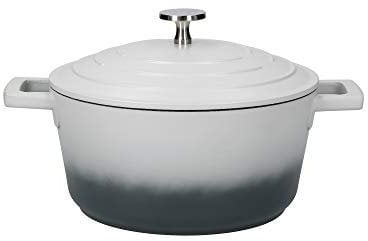MasterClass Small Casserole Dish with Lid, Lightweight Cast Aluminium, Induction Hob and Oven Safe, Grey Ombre, 2.5 Litre/20 cm