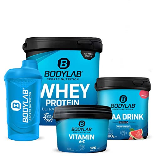Bodylab24 Megadeal Protein, BCAA + Vitamine, mit Whey Protein Vanille, BCAA Drink und Vitamin A-Z für Kraftsport und Fitness, kann den Aufbau und Erhalt von Muskelmasse unterstützen