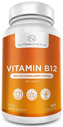 Vitamin B12 Methylcobalamin 1000mcg 450 Tablets (15 Month Supply) | Reduction of Tiredness and Fatigue & Normal Function of The Immune System