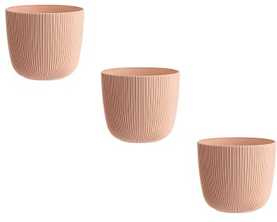 Gariella 3X apricot moderner Blumentopf mit Drainagesystem Pflanztopf-Kübel widerstandsfähig rund wetterfest Kunststoff Ø 10 cm