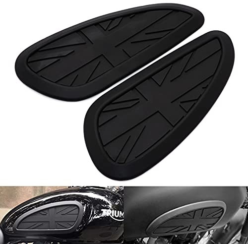 Almohadillas adhesivas para depósito de motocicleta – Vintage Black Rubber Gas Tank Traction Tank Pegatinas Protector para la mayoría de motocicletas con tanque de metal