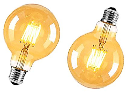 ZRJIA 2er E27 Edison Vintage LED Glühbirne E27 6W G80 Globus 600LM 2700K Warmweiss Antike Wicklung Filament LED Glühlampe, Ideal für Nostalgie und Retro Beleuchtung im Haus Café Bar Nicht dimmbar