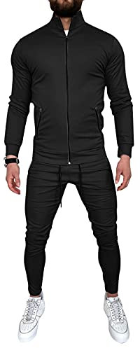 Jogginganzug Herren Einfarbig Stretch Trainingsanzug Herren Ohne Kapuze Jacke Mit ReißVerschluss Basic Formend Atmungsaktiv Bequeme Trainingshose Urban Classic Jogger Outdoorhose