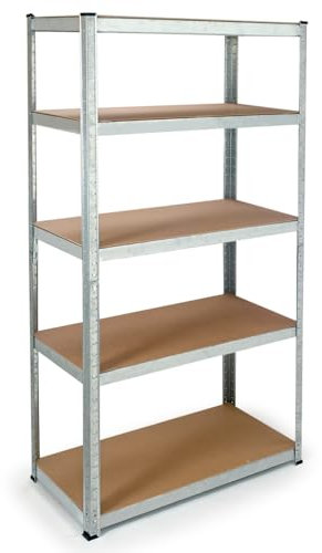 EURO VANADIUM - Étagère Rangement, 90 x 40 x 180 cm - Étagère Garage, Modulable, Métal Galvanisé, 5 Niveaux - Étagère Charge Lourde, 175 kg/Plateau - Établi Atelier Garage - Montage Sans Vis